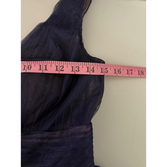 Mac Duggal Ombre Tulle V Neck Gown Navy Pink Formal Dress - Picture 7 of 9